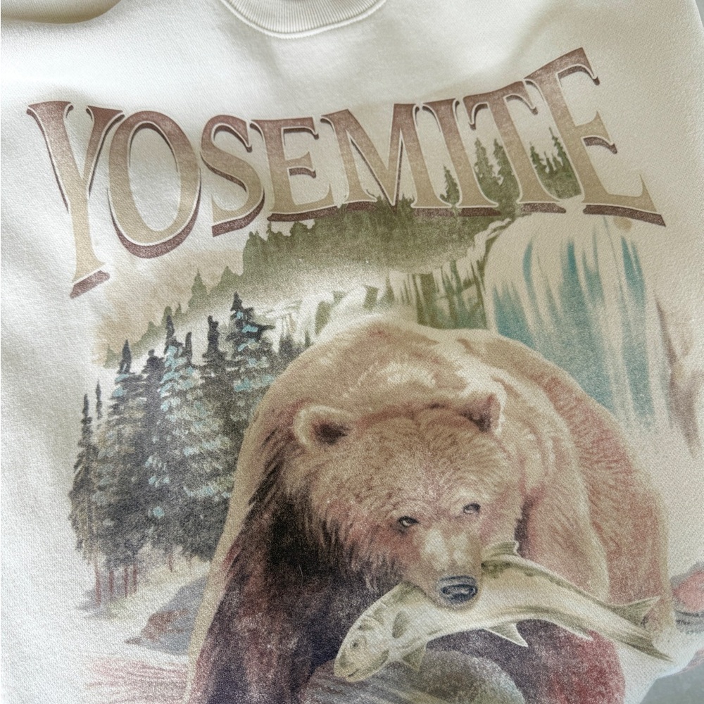 Hollister Relaxed Yosemite Bear Graphic Crew Sweatshirt